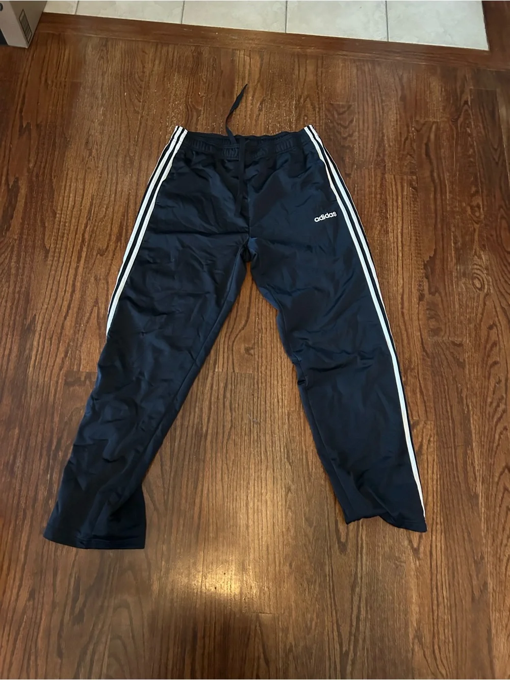 adidas Men's Black Joggers with White Side Stripes